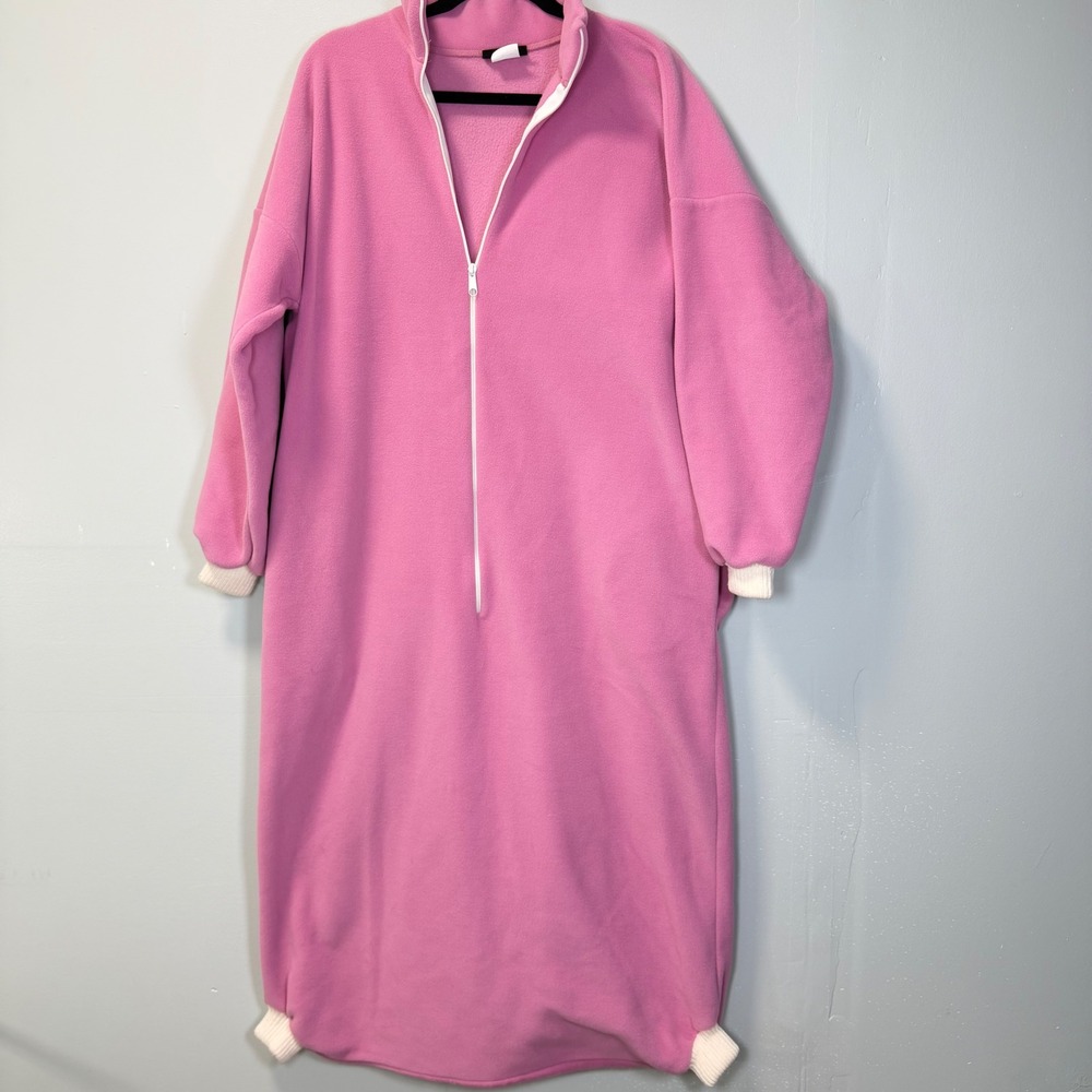 Nordic Gear Womens Pink Fleece Half Zip Lounge Dress Nightgown Small RN 93392